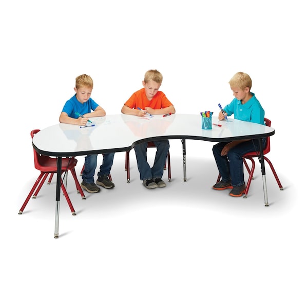 Berries Kidney Dry Erase Table, 72 in. x 48 in., E-height, Write-n-Wipe/Black/Black